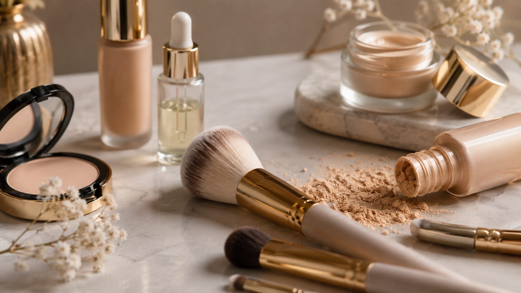 Kosmetikprodukte und Make up Pinsel